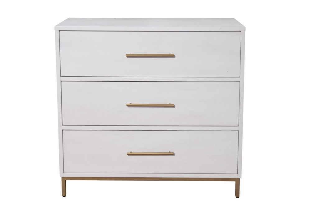 Homeroots 36" White Solid Wood Three Drawer Chest  Solid Wood 524126