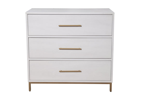 Homeroots 36" White Solid Wood Three Drawer Chest  Solid Wood 524126