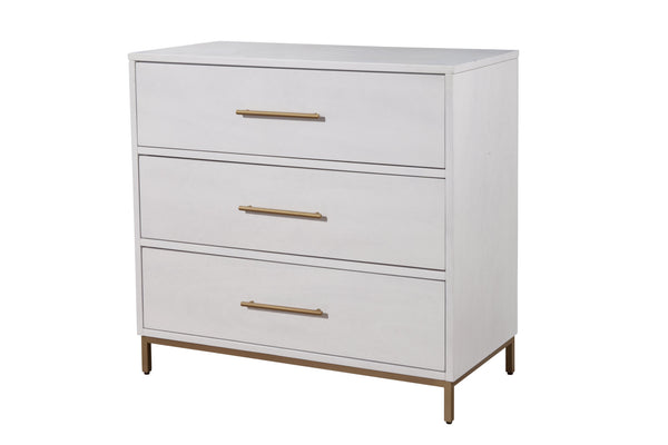 Homeroots 36" White Solid Wood Three Drawer Chest  Solid Wood 524126