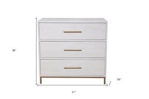Homeroots 36" White Solid Wood Three Drawer Chest  Solid Wood 524126
