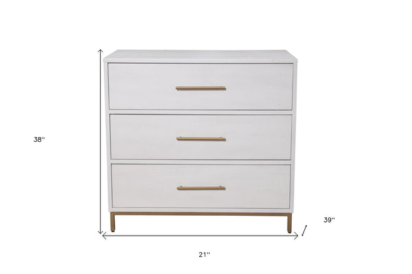 Homeroots 36" White Solid Wood Three Drawer Chest  Solid Wood 524126