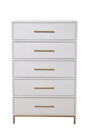 Homeroots 30" White Solid Wood Five Drawer Chest  Solid Wood 524127