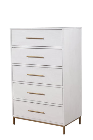 Homeroots 30" White Solid Wood Five Drawer Chest  Solid Wood 524127