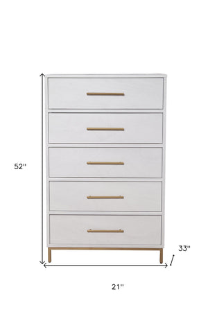 Homeroots 30" White Solid Wood Five Drawer Chest  Solid Wood 524127