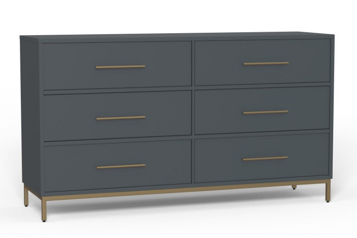 Homeroots 63" Dark Gray Solid Wood Dresser With Six Drawers - Stylish Storage Solution For Your Bedroom  Solid Wood 524128