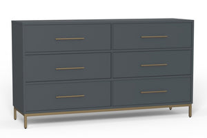 Homeroots 63" Dark Gray Solid Wood Dresser With Six Drawers - Stylish Storage Solution For Your Bedroom  Solid Wood 524128