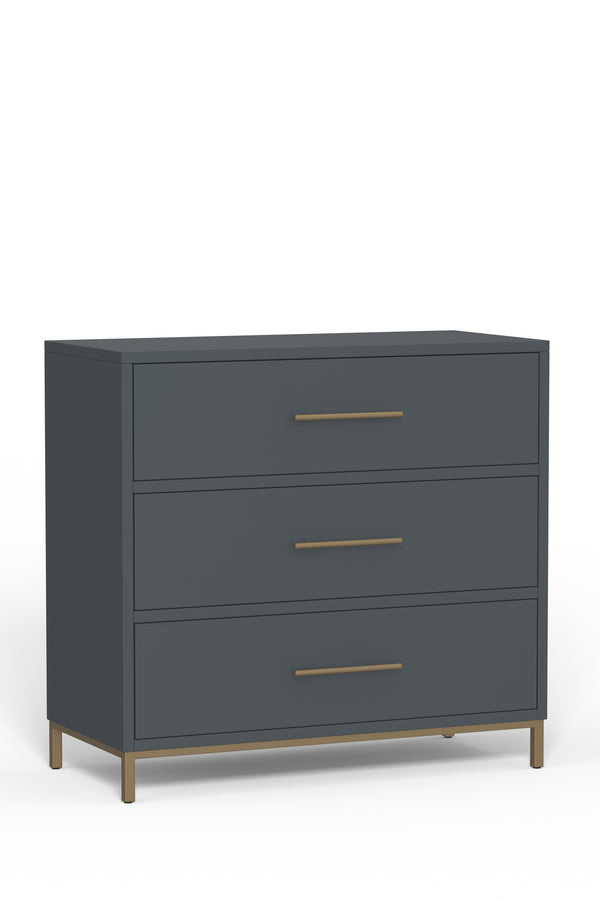 Homeroots 36" Gray Solid Wood Three Drawer Chest  Solid Wood 524129