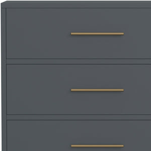 Homeroots 33" Gray Solid Wood Five Drawer Dresser - Stylish Vertical Chest For Elegant Bedroom Storage Solutions  Solid Wood 524130