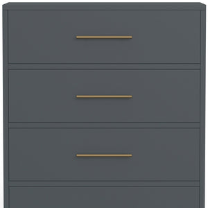 Homeroots 33" Gray Solid Wood Five Drawer Dresser - Stylish Vertical Chest For Elegant Bedroom Storage Solutions  Solid Wood 524130