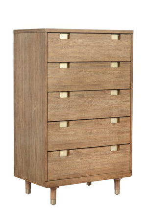 Homeroots 33" Brown Solid Wood Five Drawer Dresser - Stylish Vertical Chest With Ample Storage For Any Room  Solid Wood 524132