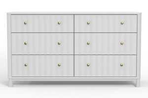 Homeroots 61" White Solid Wood Six Drawer Double Dresser  Solid Wood 524133