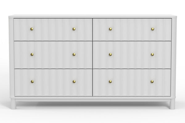 Homeroots 61" White Solid Wood Six Drawer Double Dresser  Solid Wood 524133