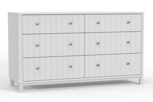 Homeroots 61" White Solid Wood Six Drawer Double Dresser  Solid Wood 524133