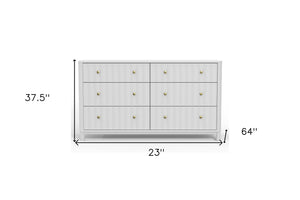 Homeroots 61" White Solid Wood Six Drawer Double Dresser  Solid Wood 524133