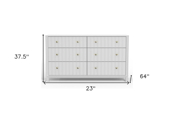 Homeroots 61" White Solid Wood Six Drawer Double Dresser  Solid Wood 524133