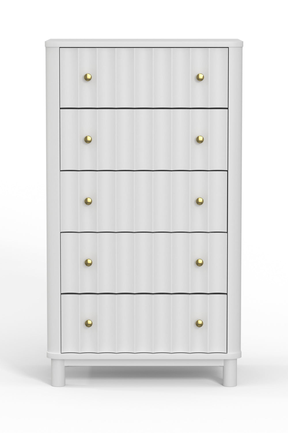 Homeroots 28" White Solid Wood Five Drawer Chest  Solid Wood 524134