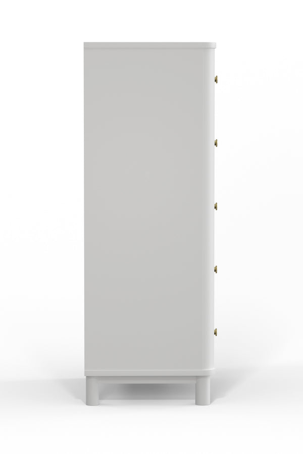 Homeroots 28" White Solid Wood Five Drawer Chest  Solid Wood 524134