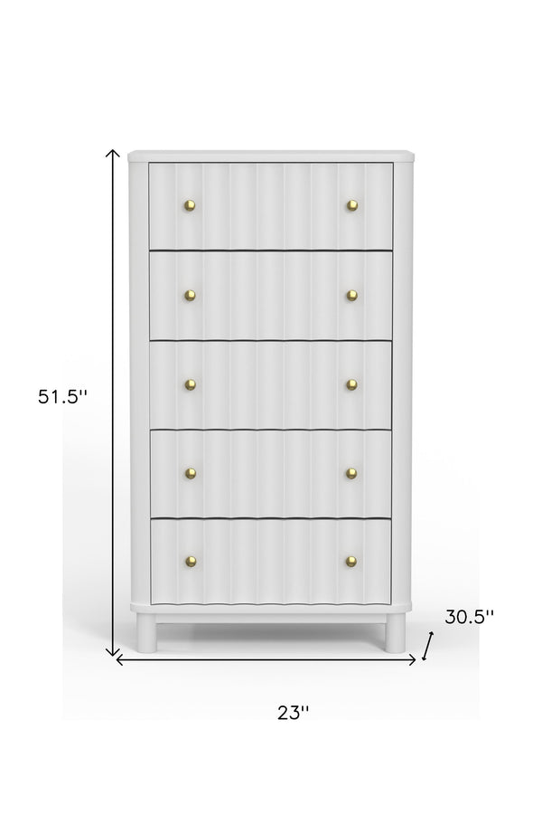 Homeroots 28" White Solid Wood Five Drawer Chest  Solid Wood 524134
