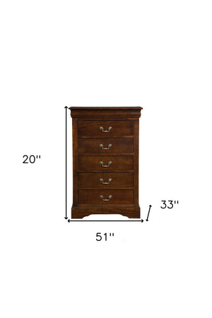 Homeroots 32" Brown Solid Wood Five Drawer Chest  Solid Wood 524136