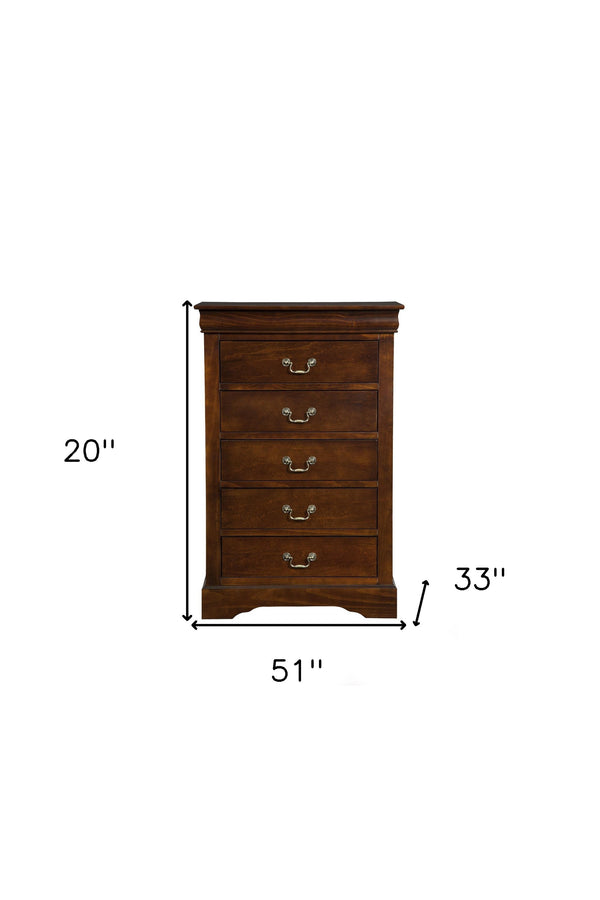 Homeroots 32" Brown Solid Wood Five Drawer Chest  Solid Wood 524136