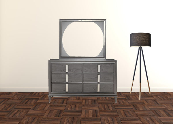 Homeroots 62" Dark Gray Solid Wood Six Drawer Double Dresser  Solid Wood 524137