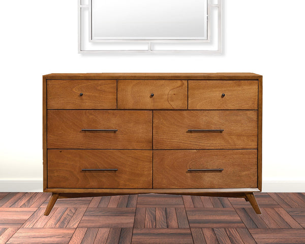 Homeroots 56" Brown Solid Wood Seven Drawer Double Dresser  Solid Wood 524140