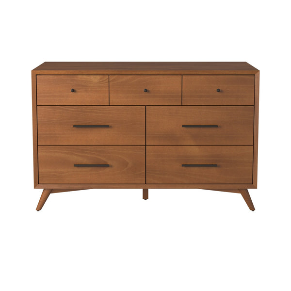 Homeroots 56" Brown Solid Wood Seven Drawer Double Dresser  Solid Wood 524140