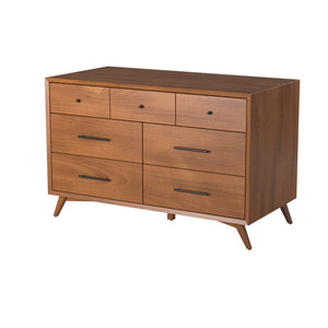 Homeroots 56" Brown Solid Wood Seven Drawer Double Dresser  Solid Wood 524140