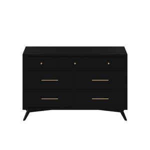 Homeroots 56" Black Solid Wood Seven Drawer Double Dresser  Solid Wood 524142
