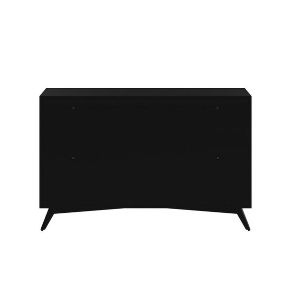 Homeroots 56" Black Solid Wood Seven Drawer Double Dresser  Solid Wood 524142