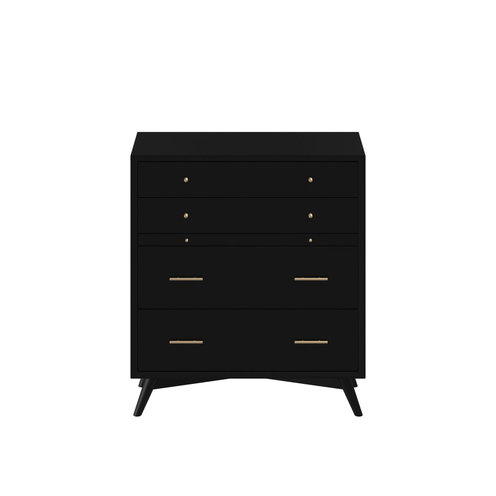Homeroots 38" Black Solid Wood Four Drawer Chest  Solid Wood 524143