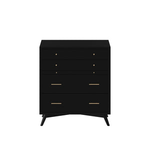 Homeroots 38" Black Solid Wood Four Drawer Chest  Solid Wood 524143