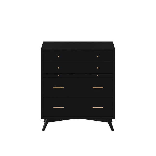 Homeroots 38" Black Solid Wood Four Drawer Chest  Solid Wood 524143