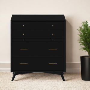 Homeroots 38" Black Solid Wood Four Drawer Chest  Solid Wood 524143