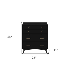 Homeroots 38" Black Solid Wood Four Drawer Chest  Solid Wood 524143