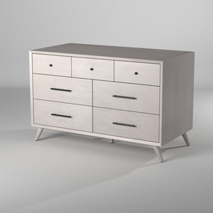 Homeroots 59" Gray Solid Wood Seven Drawer Double Dresser  Solid Wood 524144