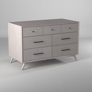 Homeroots 59" Gray Solid Wood Seven Drawer Double Dresser  Solid Wood 524144