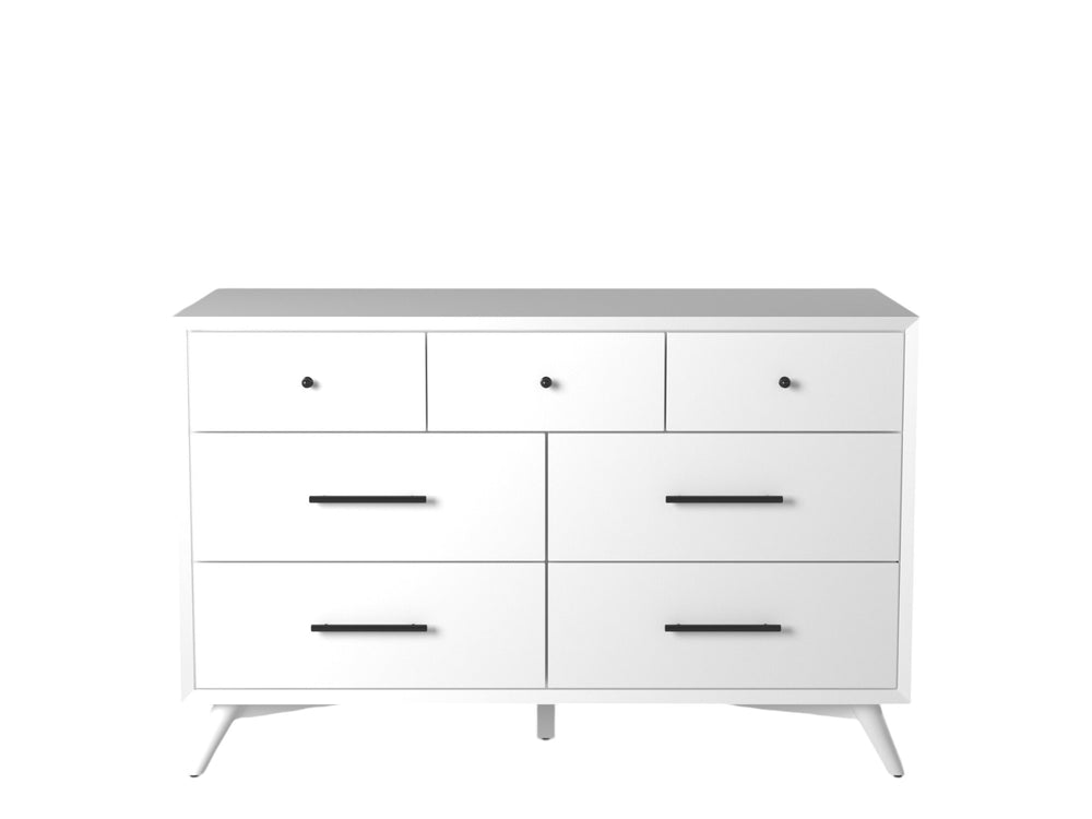 Homeroots 56" White Solid Wood Seven Drawer Double Dresser  Solid Wood 524146