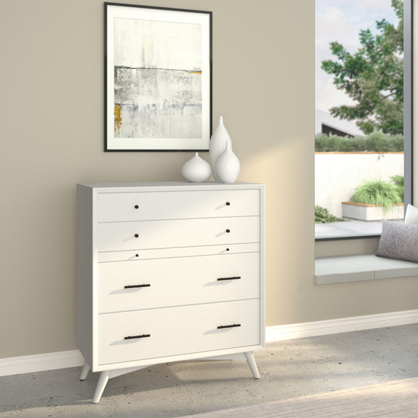 Homeroots 38" White Solid Wood Four Drawer Chest  Solid Wood 524147