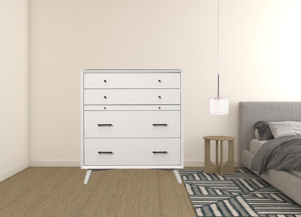 Homeroots 38" White Solid Wood Four Drawer Chest  Solid Wood 524147