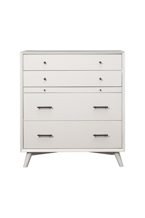 Homeroots 38" White Solid Wood Four Drawer Chest  Solid Wood 524147