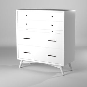 Homeroots 38" White Solid Wood Four Drawer Chest  Solid Wood 524147