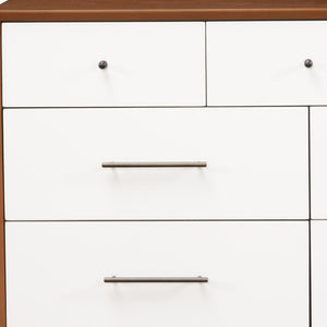 Homeroots 56" Brown And White Solid Wood Seven Drawer Double Dresser  Solid Wood 524152