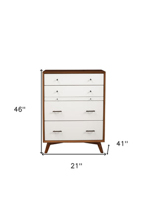 Homeroots 38" Brown And White Solid Wood Four Drawer Chest  Solid Wood 524153