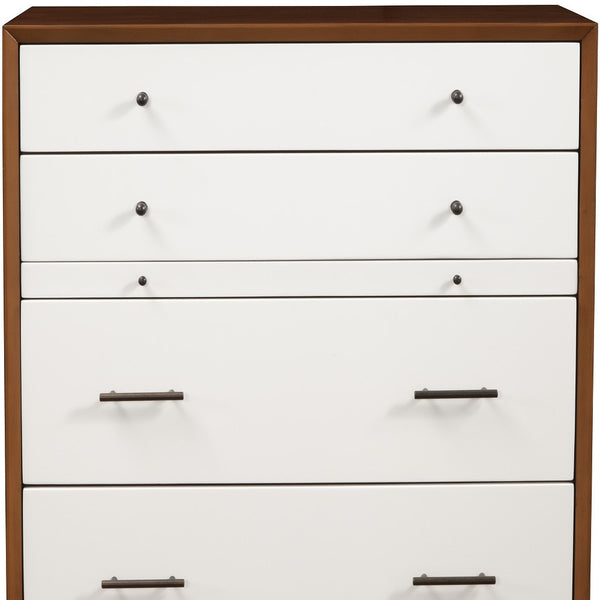 Homeroots 38" Brown And White Solid Wood Four Drawer Chest  Solid Wood 524153