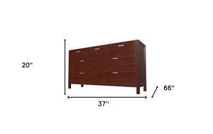 Homeroots 63" Brown Solid Wood Seven Drawer Double Dresser  Solid Wood 524154