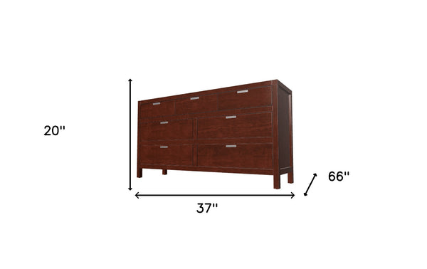 Homeroots 63" Brown Solid Wood Seven Drawer Double Dresser  Solid Wood 524154