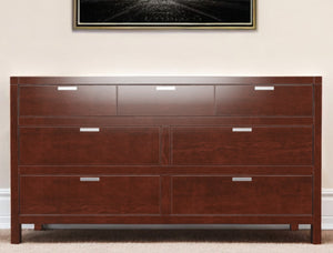 Homeroots 63" Brown Solid Wood Seven Drawer Double Dresser  Solid Wood 524154