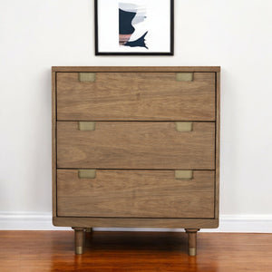 Homeroots 33" Brown Solid Wood Three Drawer Dresser - Stylish Storage Solution For Modern Bedrooms & Organizing  Solid Wood 524156