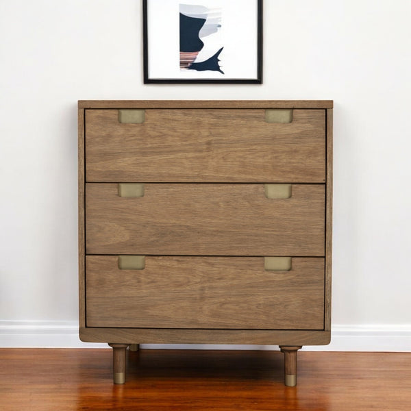 Homeroots 33" Brown Solid Wood Three Drawer Dresser - Stylish Storage Solution For Modern Bedrooms & Organizing  Solid Wood 524156